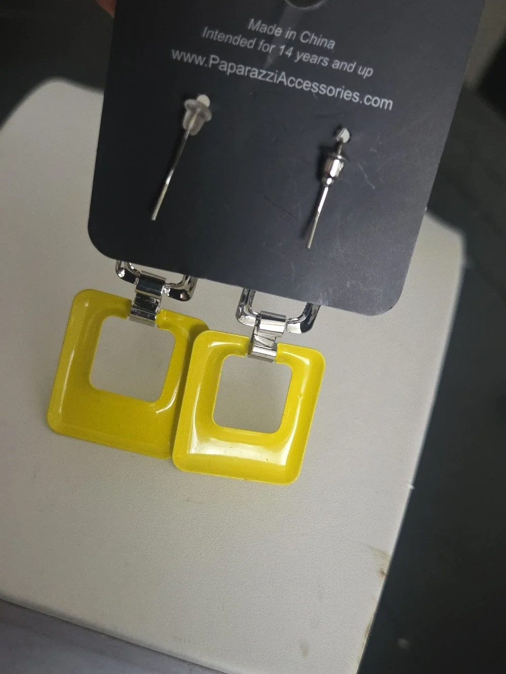 Paparazzi Yellow Square Dangle Earrings NWT